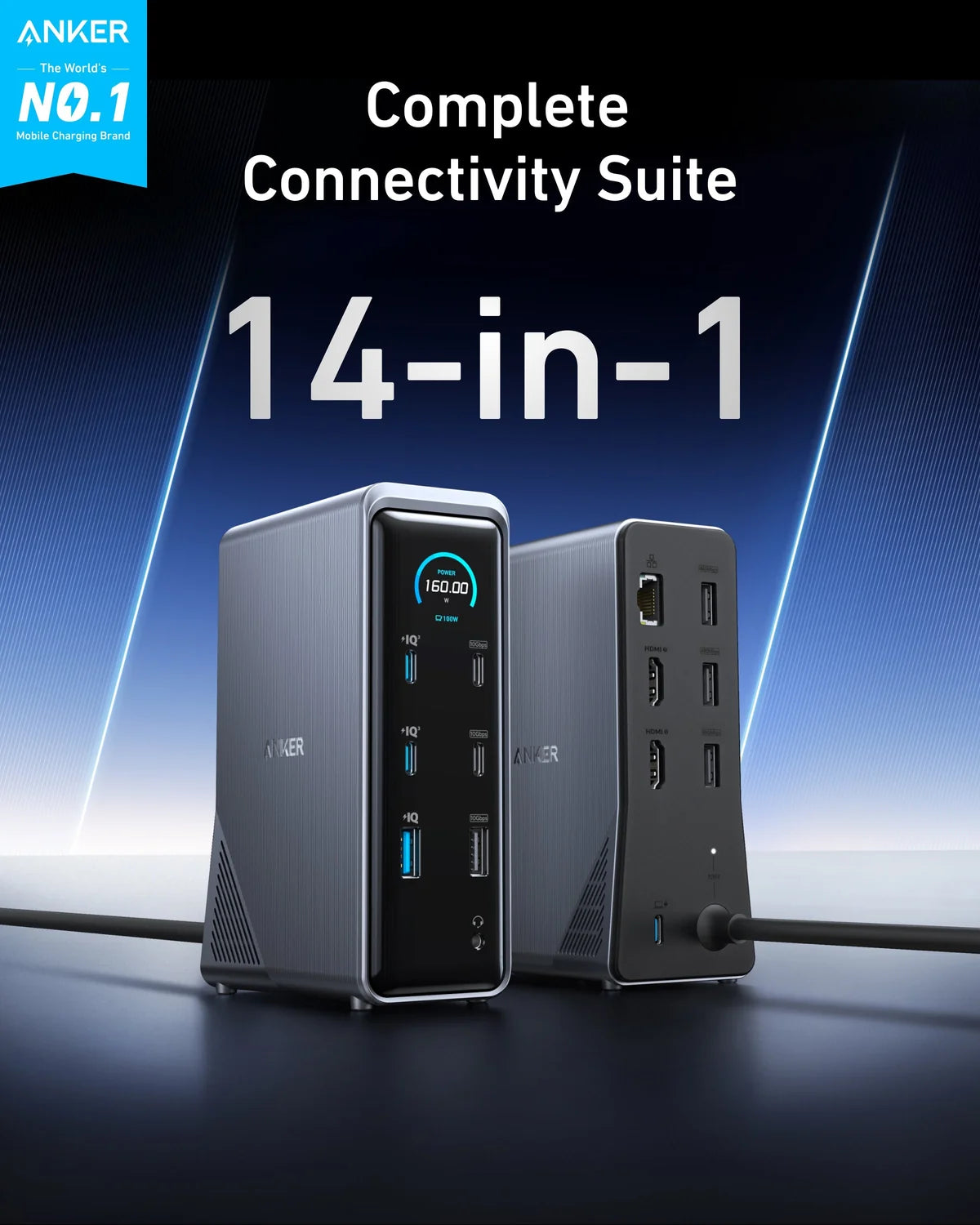 Anker Prime A83B6 14-in-1 Dual Display 160W Charging Docking Station
