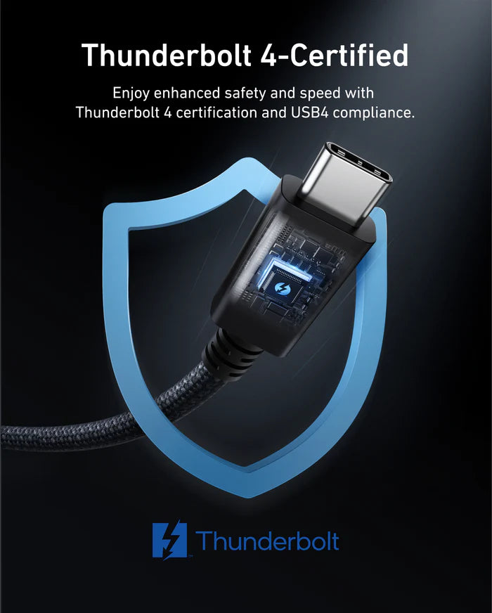 Anker Thunderbolt 4 Cable (3.3 ft, 240W, 40 Gbps, Braided)- Black