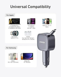 Anker Nano 75W Car Charger with Retractable USB-C Cable