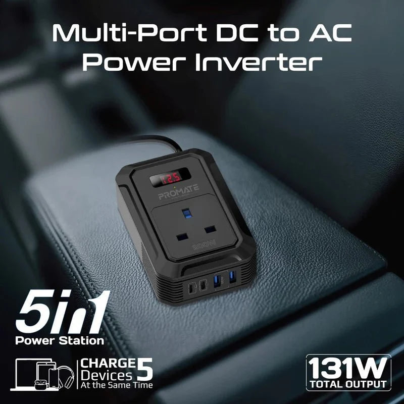 Promate Inverto-200W Heavy-Duty Car Power Inverter