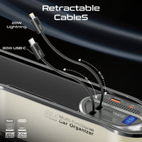 Promate CarMate-RPD Multi-Functional 65W Retractable Car Charging Station