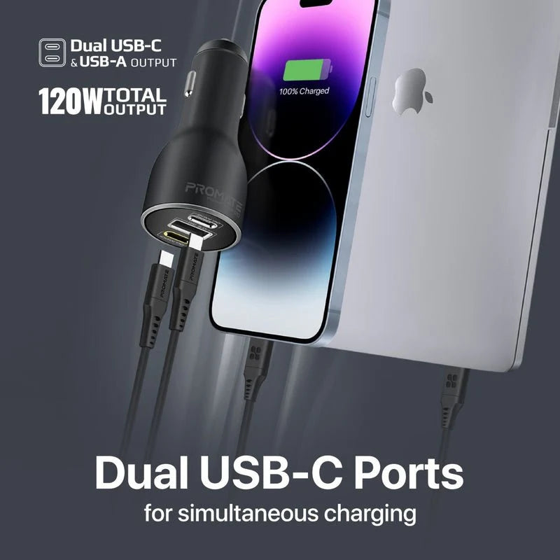 Promate PowerDrive-120 RapidCharge Quick Charging Car Charger