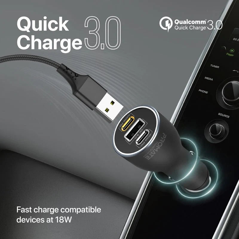 Promate PowerDrive-120 RapidCharge Quick Charging Car Charger