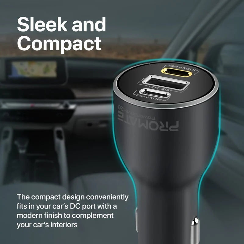 Promate PowerDrive-120 RapidCharge Quick Charging Car Charger