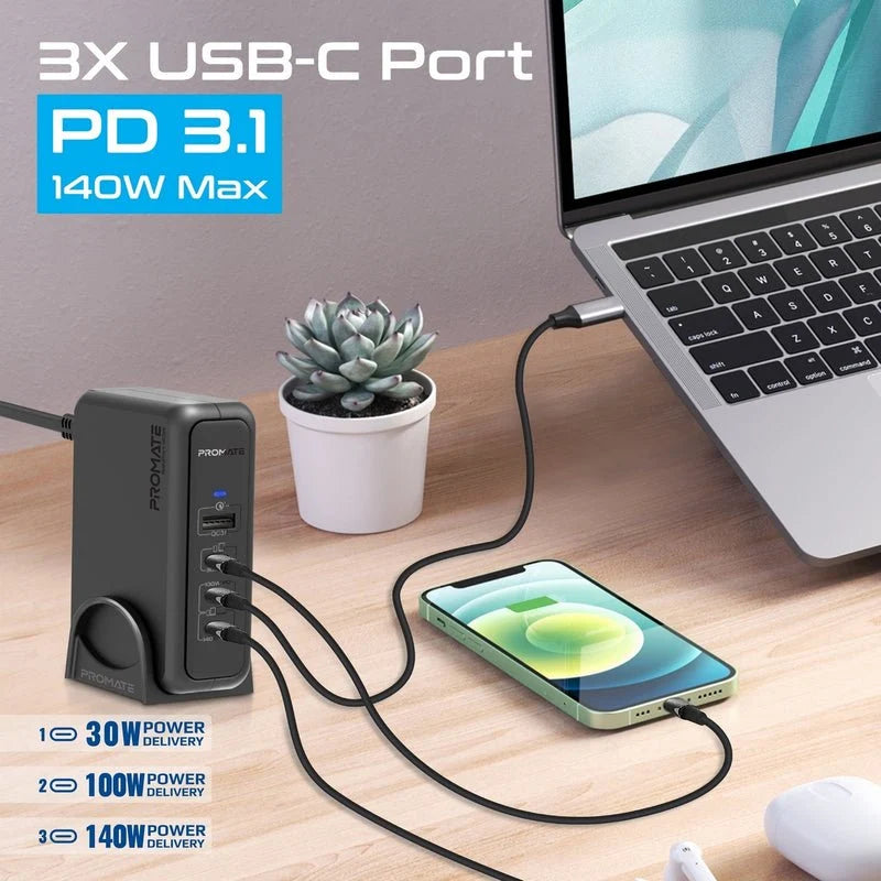 Promate GearHub-120W High-Output Desktop Charging Station