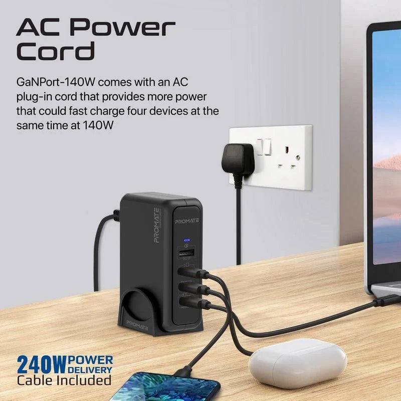 Promate GearHub-120W High-Output Desktop Charging Station