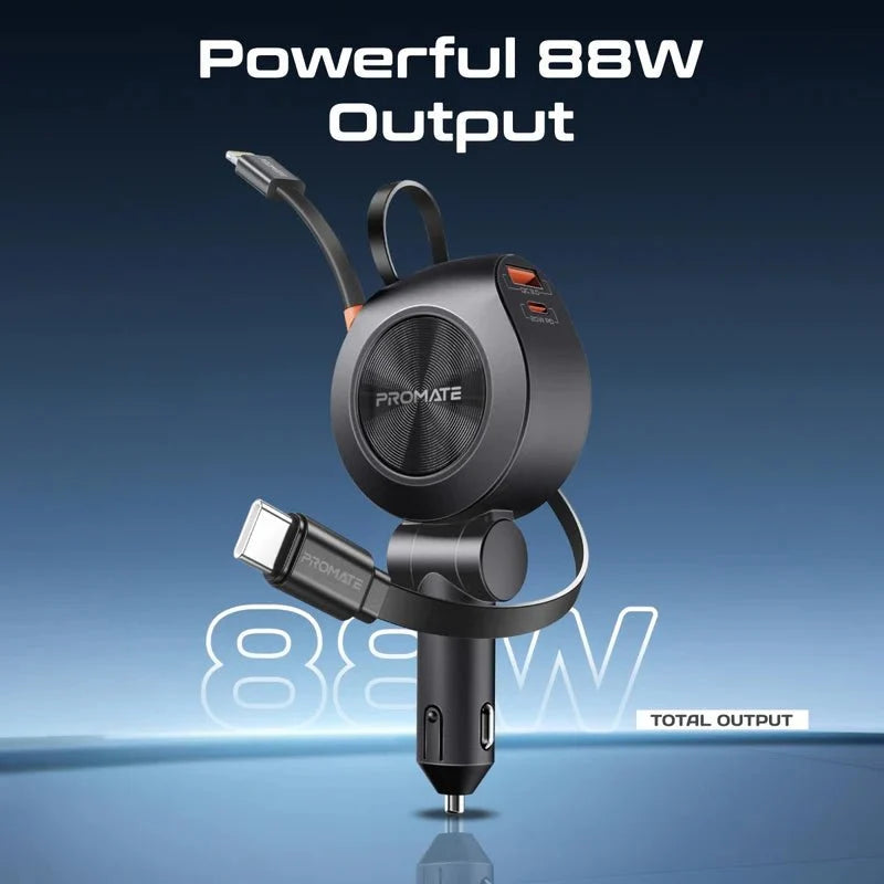 Promate DriveGear-R2 Retractable Cable Car Charger