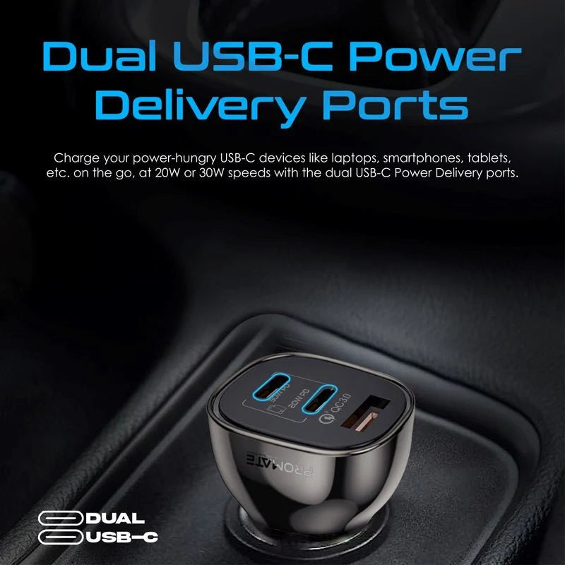 Promate TransDrive-80W Transparent Quick Charging Car Charger