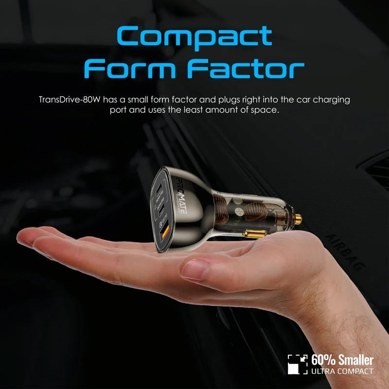 Promate TransDrive-80W Transparent Quick Charging Car Charger