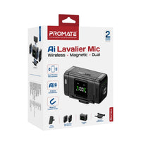 Promate Sonex Dual Wireless Lavalier Microphone with AI Noise Cancellation