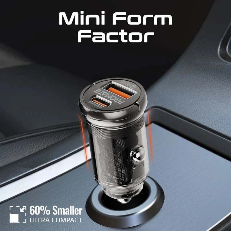 Promate TransDrive-65W Transparent Quick Charging Car Charger
