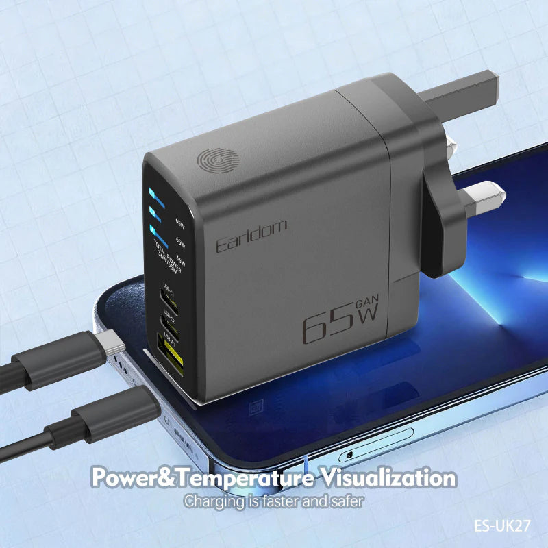 Earldom 65W GaN Fast Charging Power Adapter USB-C USB-A