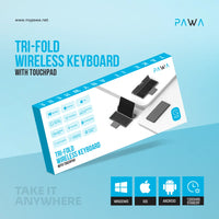 Pawa PW-PKW2T5F1-GY Tri-Fold Wireless Keyboard with Touchpad