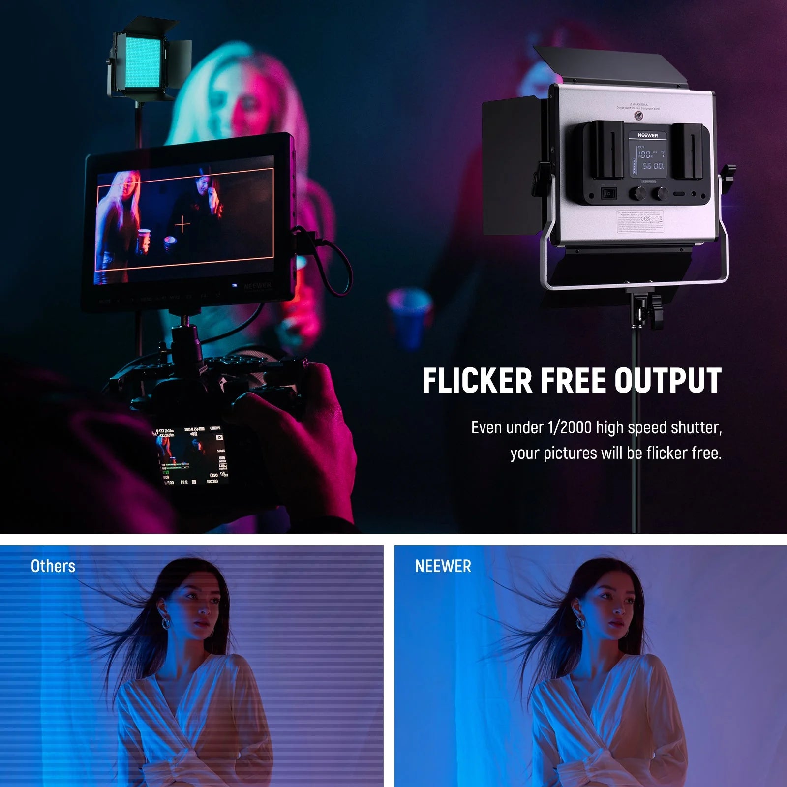 Neewer RGB660 Pro II 2-Light LED Video Light Kit with Stands and Bag