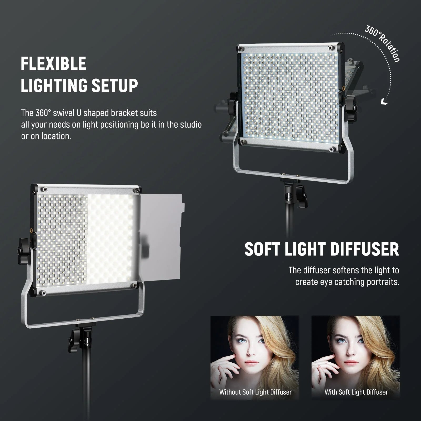 Neewer RGB660 Pro II 2-Light LED Video Light Kit with Stands and Bag