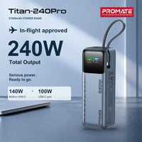 Promate Titan-240Pro 27000mAh 240W Power Bank with TFT Display
