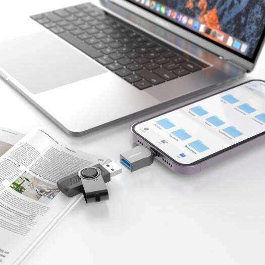 Porodo MiniLink Transparent OTG Adapter USB-A to Lightning Grey