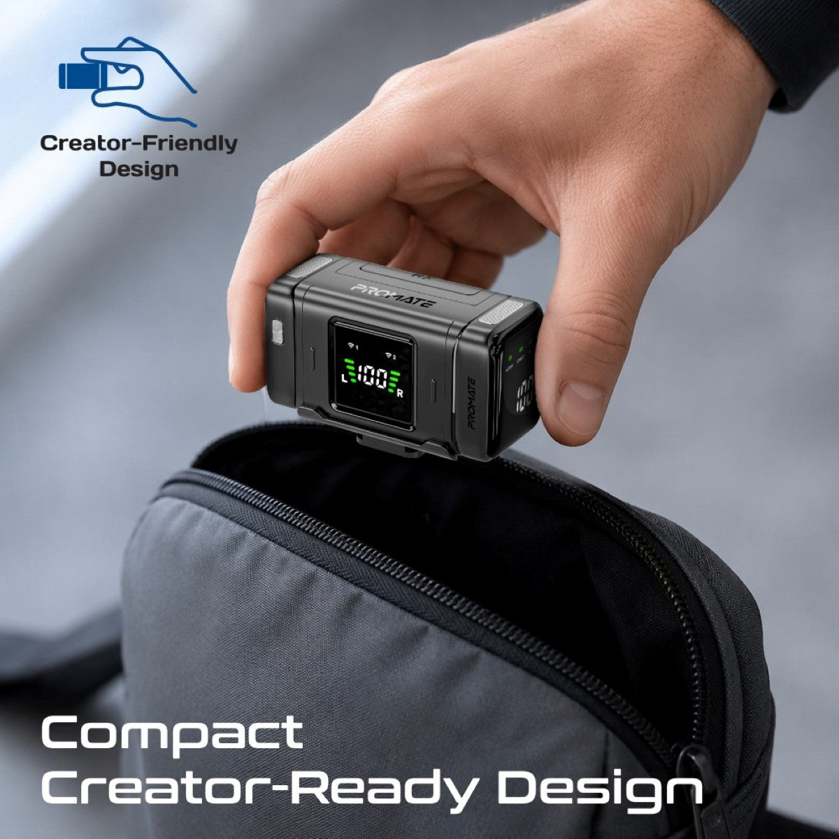 Promate Sonex Dual Wireless Lavalier Microphone with AI Noise Cancellation