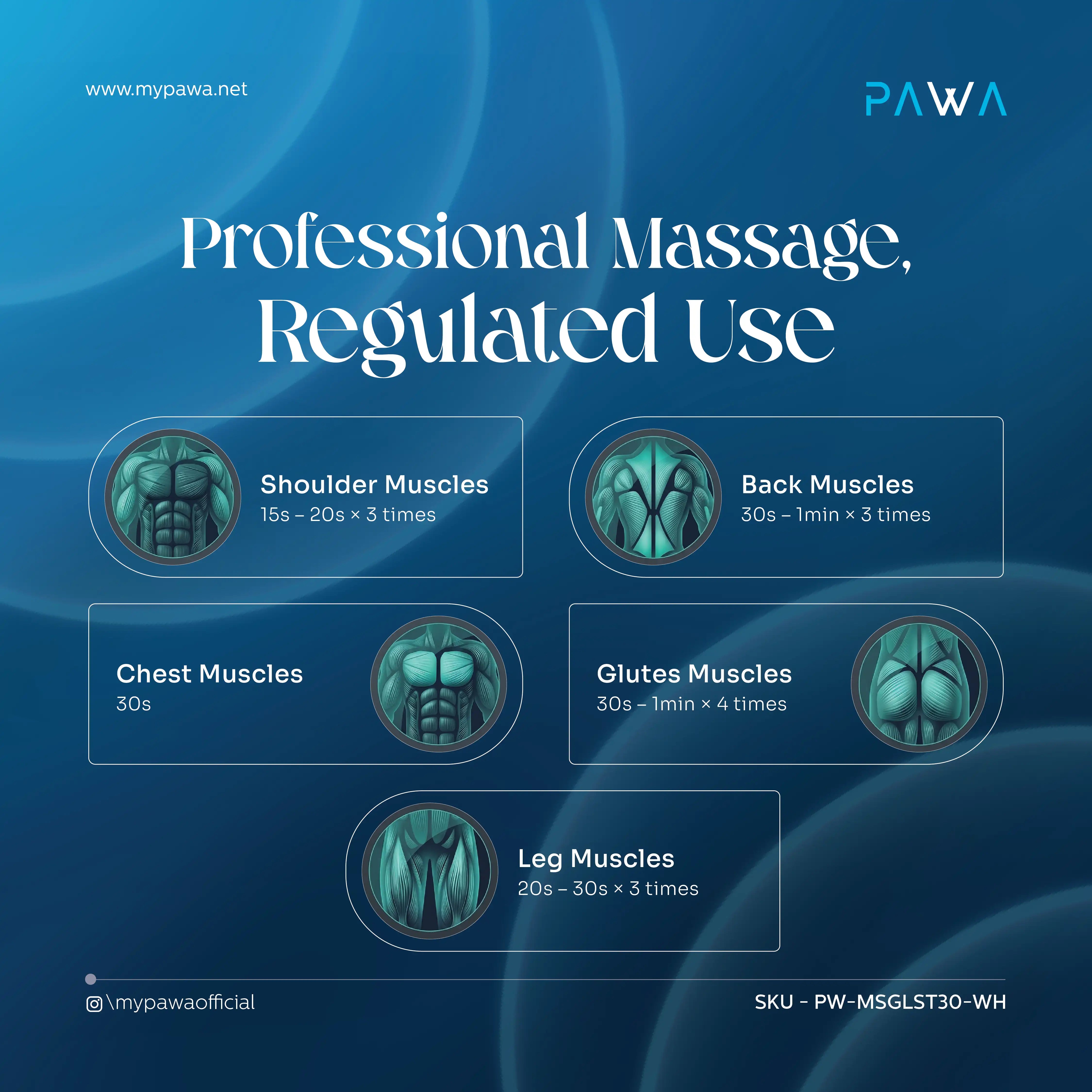 Pawa Revive Cordless Massager with 4 Massage Heads