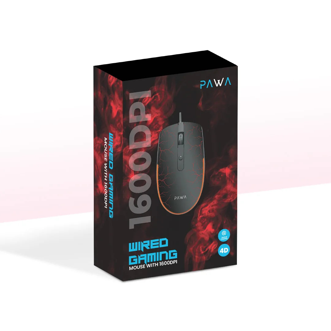 Pawa PW-MWGMRGB7-BK Wired Gaming Mouse With 1600DPI - Black