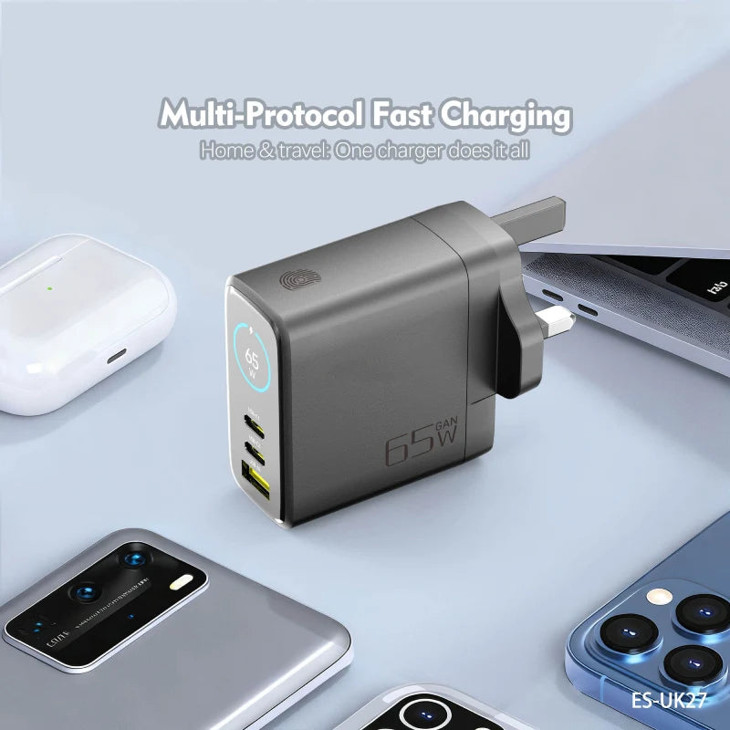 Earldom 65W GaN Fast Charging Power Adapter USB-C USB-A