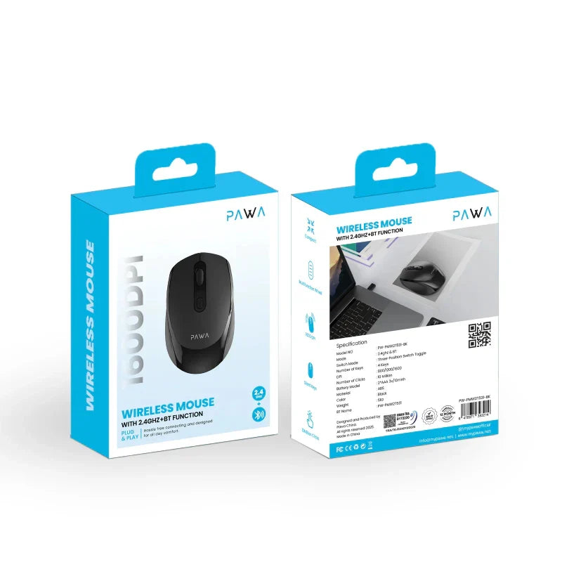 Pawa PW-PMW2T531-BK Dual-Mode Wireless Mouse