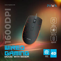 Pawa PW-MWGMRGB7-BK Wired Gaming Mouse With 1600DPI - Black