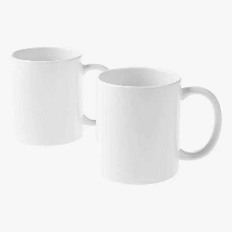 Ceramic Mug Blank, White – 12 oz / 340 ml (2 ct) - Techty