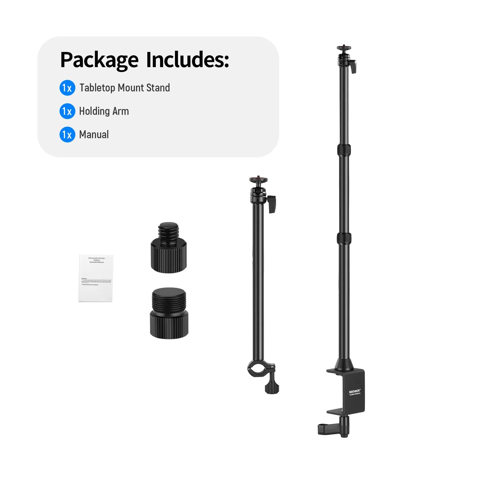 Neewer TL253A Tabletop Stand with Auxiliary Holding Arm
