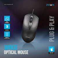Pawa PW-MWN2TC15 Wired Optical Mouse - Black