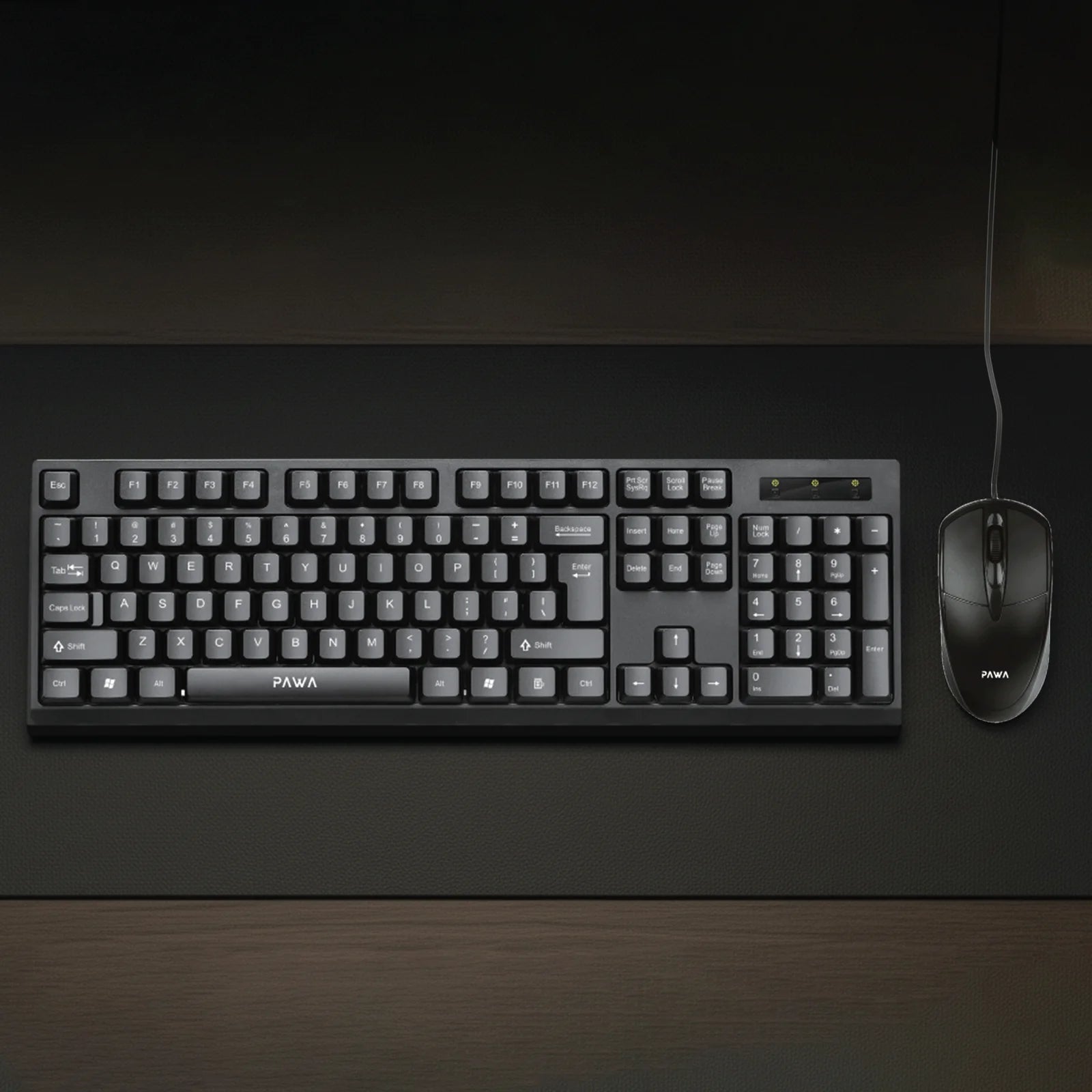 Pawa Wired Office Keyboard & Mouse Set Black