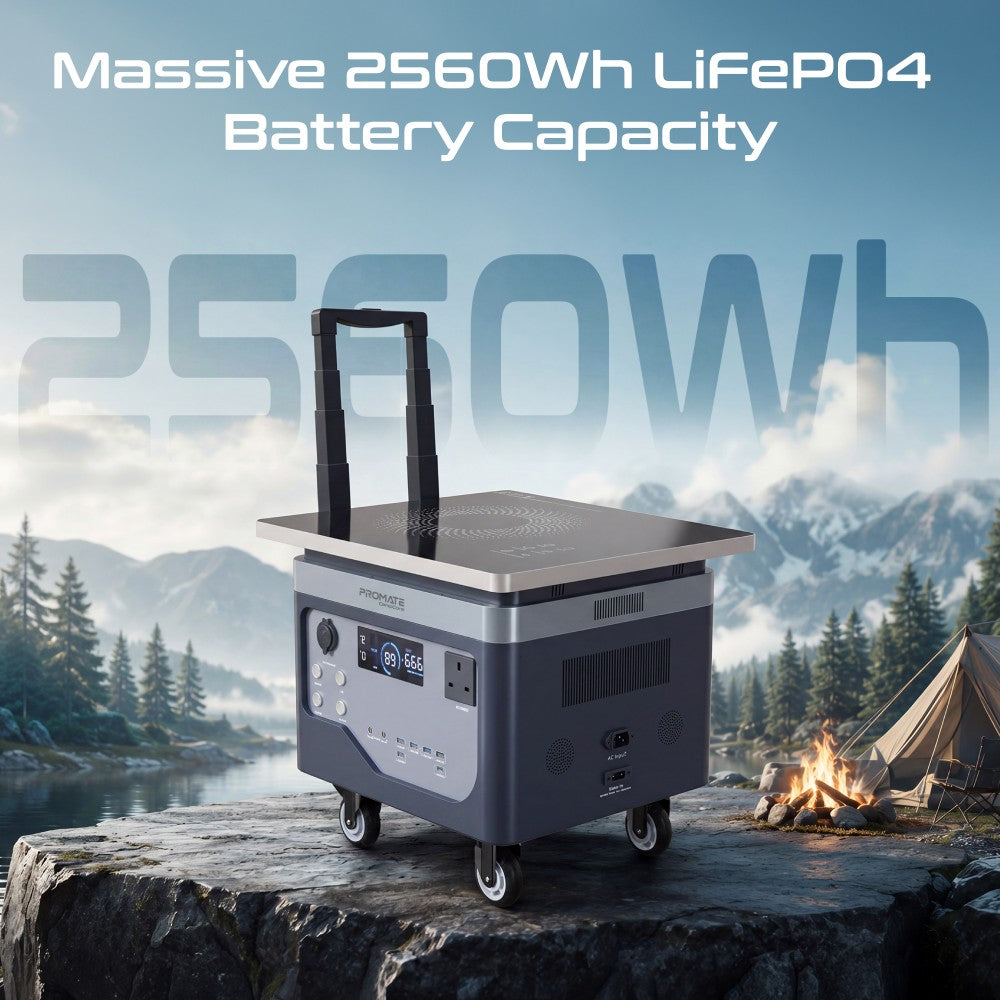 Promate CampCore 2400W 2560Wh LiFePO4 Power & Cooking Station