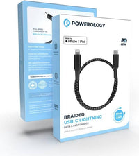 Powerology Braided USB-C to Lightning Fast Charge Cable - 30cm