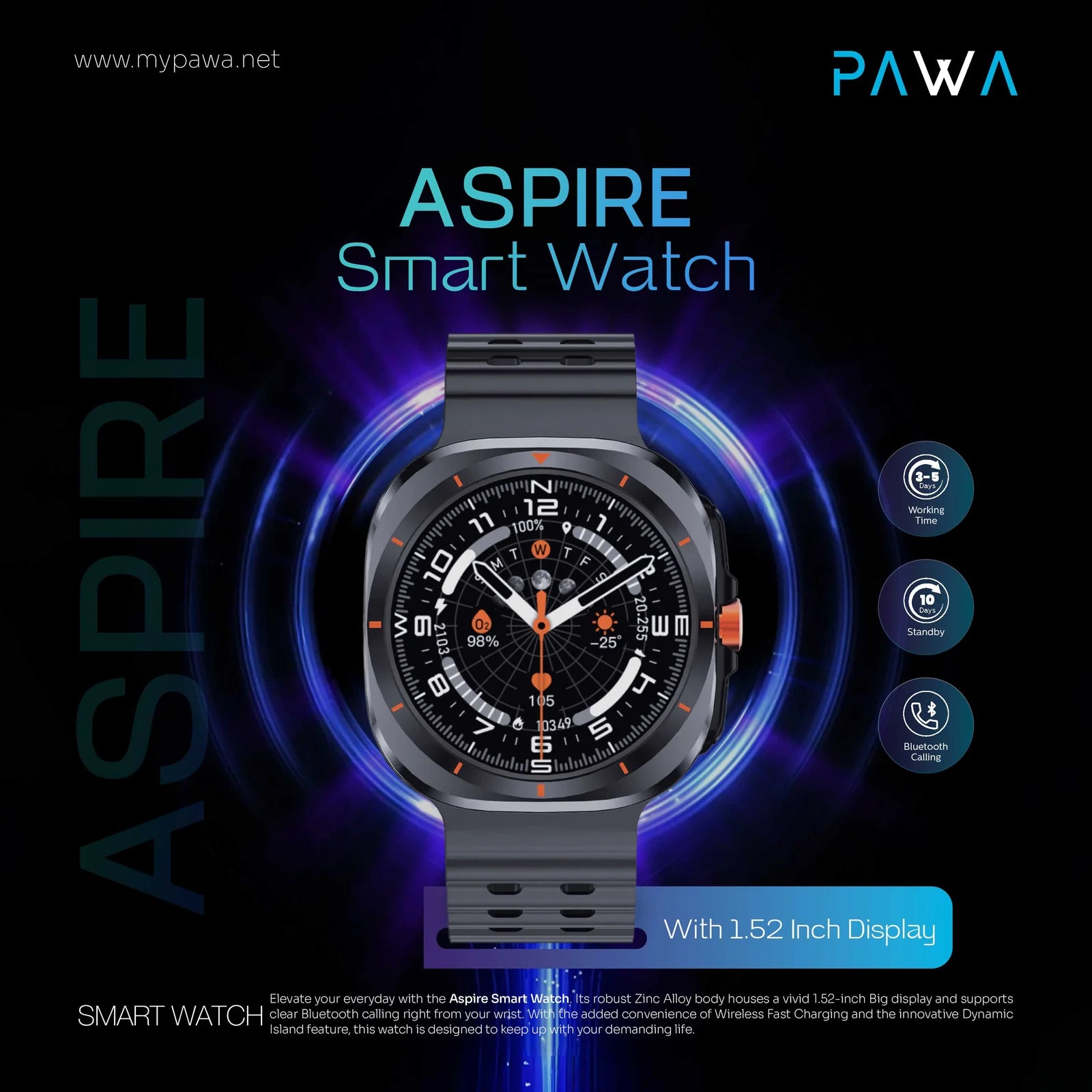 Pawa Aspire Smart Watch Dynamic Island