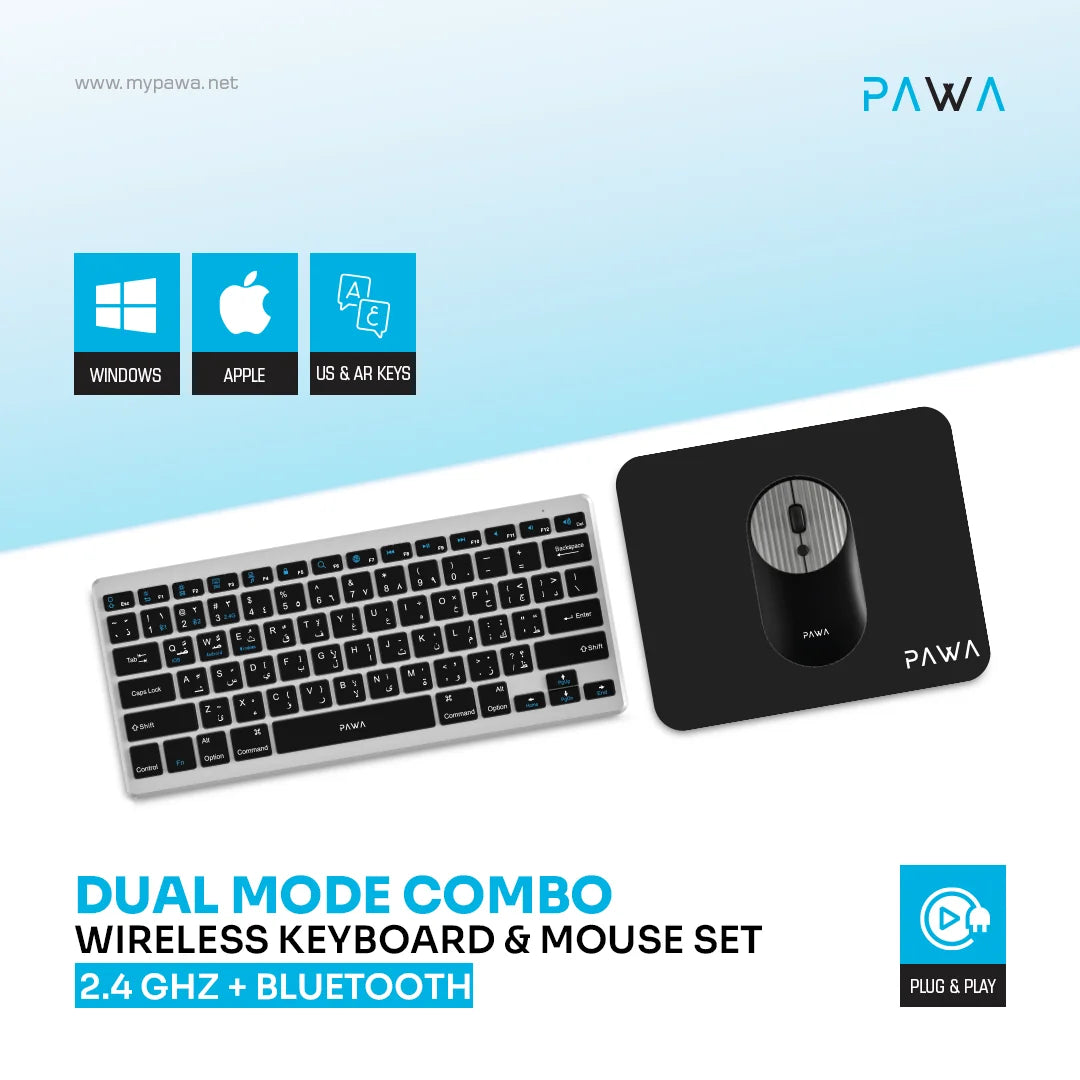 Pawa Dual Mode Wireless Keyboard and Mouse Set