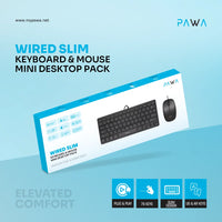 Pawa PW-CMBMKEA2-BK Wired Slim Keyboard & Mouse Mini Desktop Pack