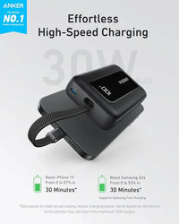 Anker Zolo Power Bank 10000mAh 30W with Built-In USB-C Cable