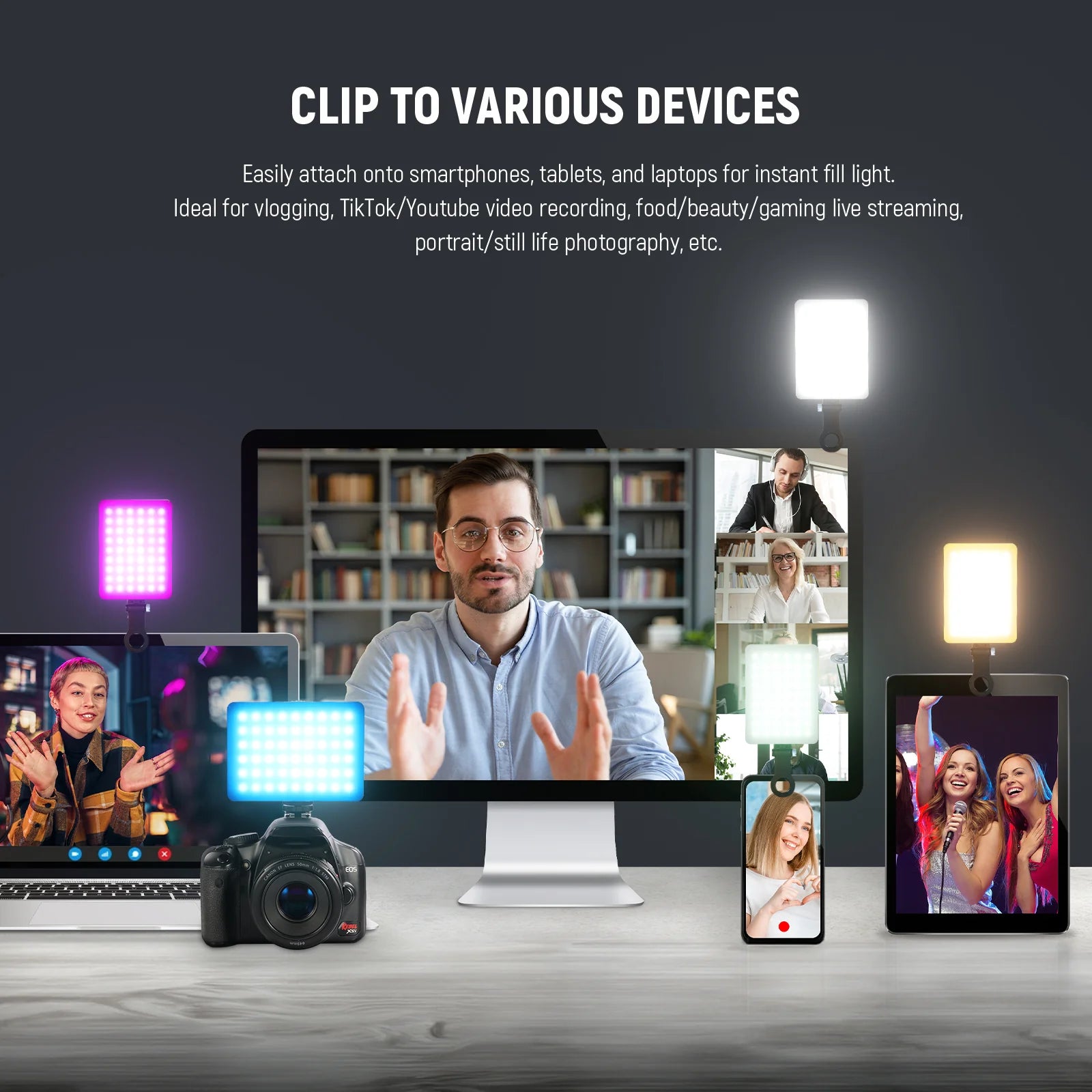 Neewer VL67C App RGB LED Video Light Kit with Phone Clip