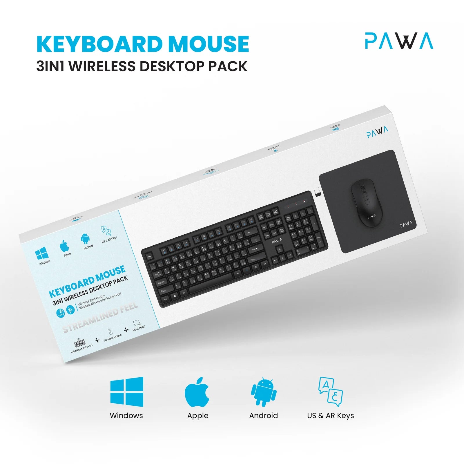 Pawa PW-CMBMKEA2-BK Wired Slim Keyboard & Mouse Mini Desktop Pack