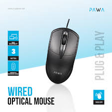 Pawa PW-MWN2TC15 Wired Optical Mouse - Black