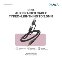 Pawa 2-in-1 AUX Braided Cable USB-C + Lightning to 3.5mm