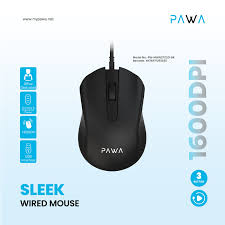 Pawa PW-MWN2TC20-BK Sleek Wired Mouse - Black
