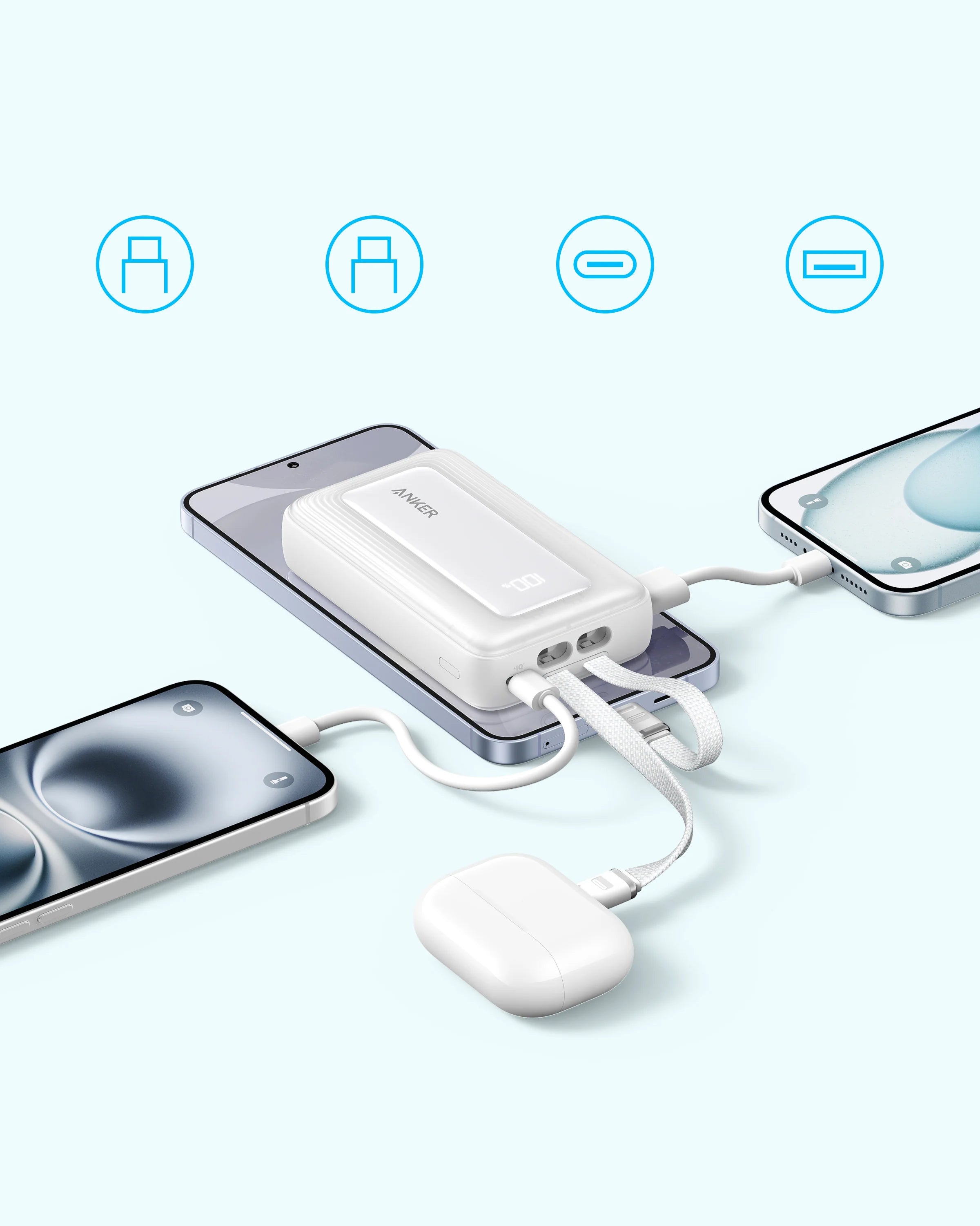 Anker Zolo 10K 35W Power Bank with Dual Built-In USB-C Cables