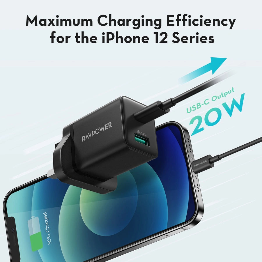 RAVPower RP-PC173 2-in-1 USB Charger Combo - Wall Charger + Cable