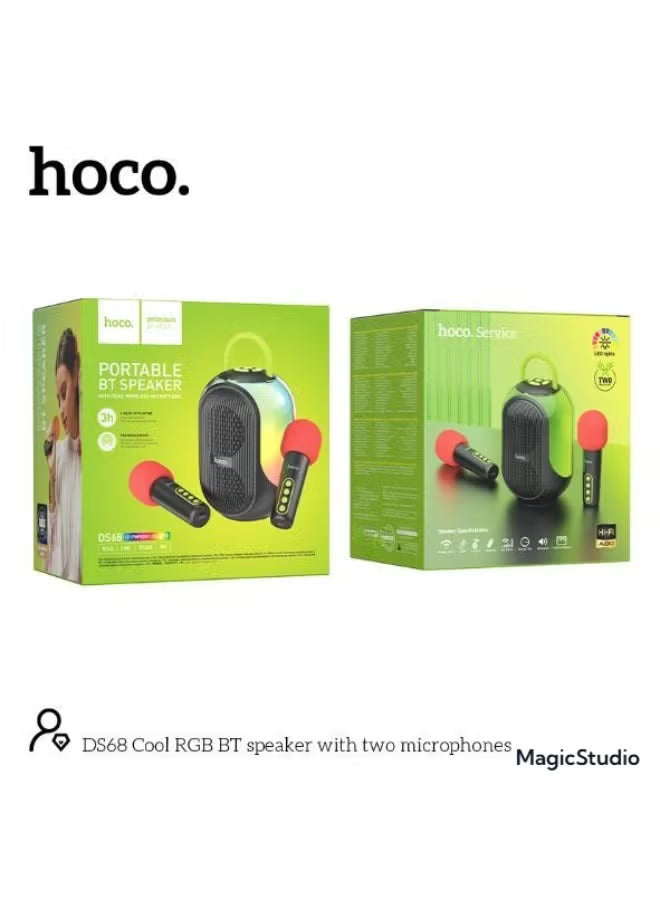 HOCO DS68 RGB Bluetooth Speaker with Dual Wireless Microphones