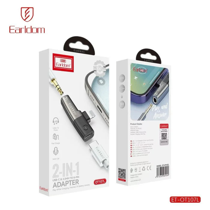 Earldom ET-OT107L 2-In-1 USB-C And 8-Pin Adapter