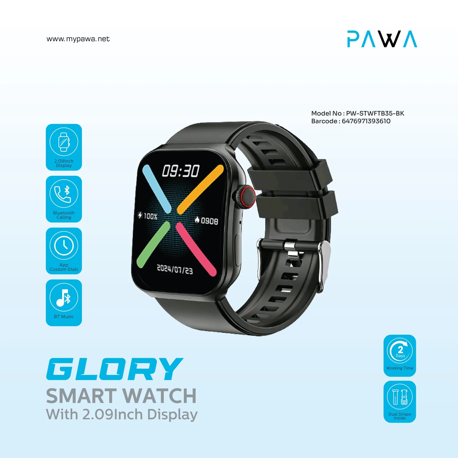 Pawa Glory Smart Watch with 2.09 inch Display