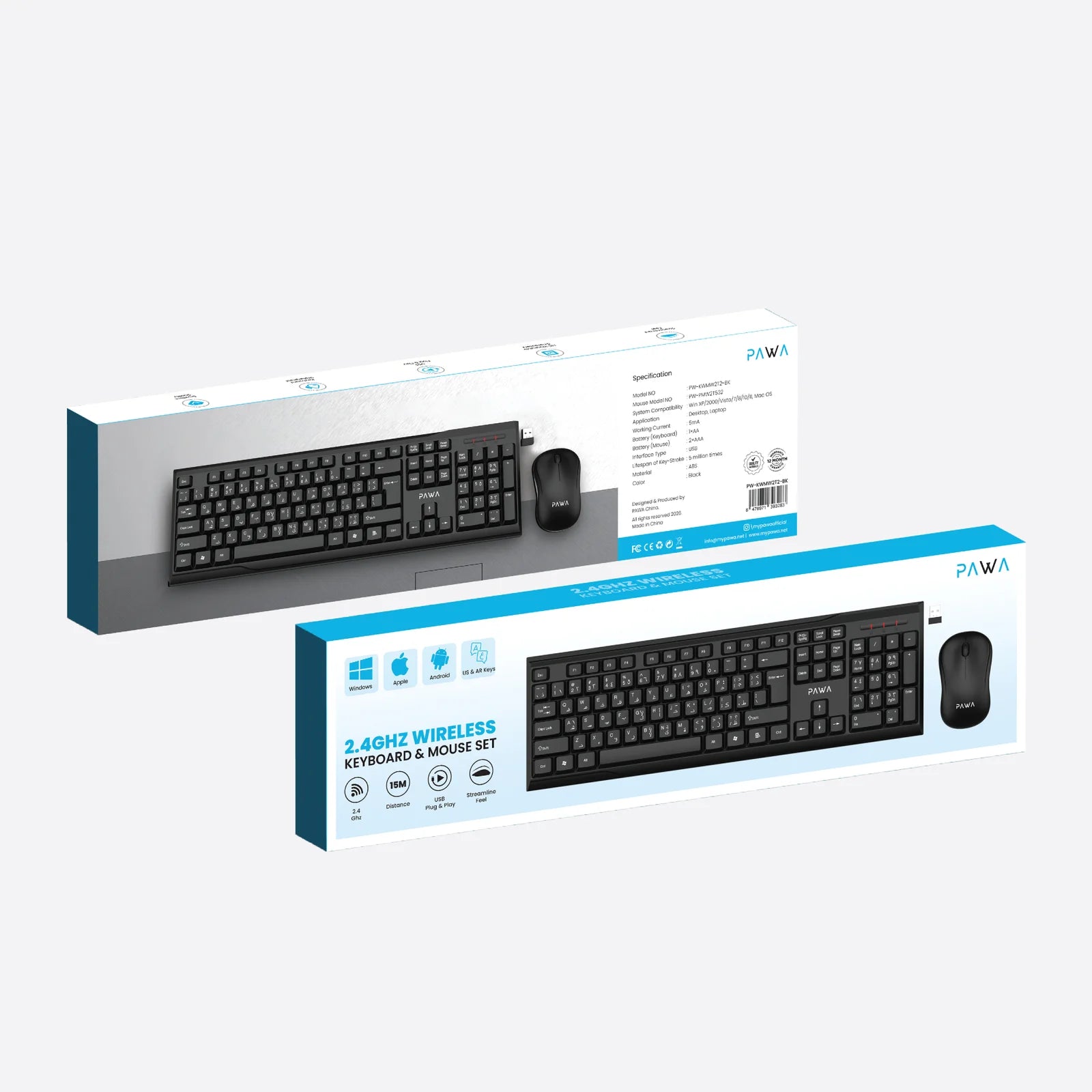 Pawa 2.4GHz Wireless Keyboard & Mouse Set