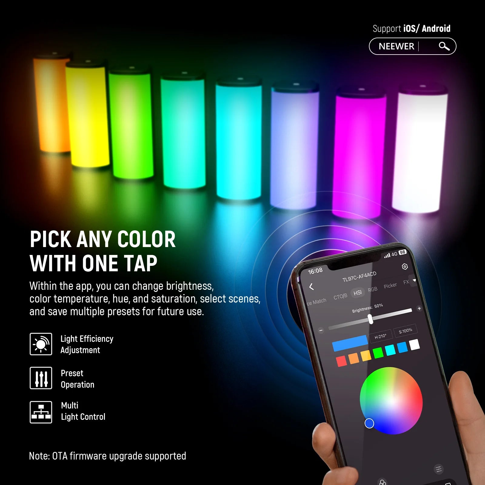 Neewer TL97C App LED Light Wand