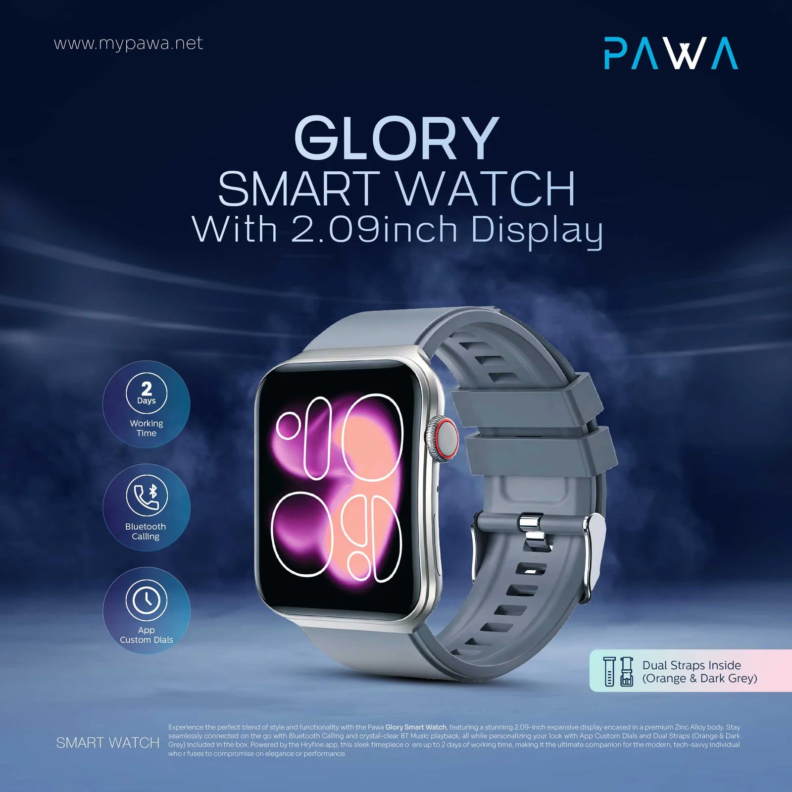 Pawa Glory Smart Watch with 2.09 inch Display